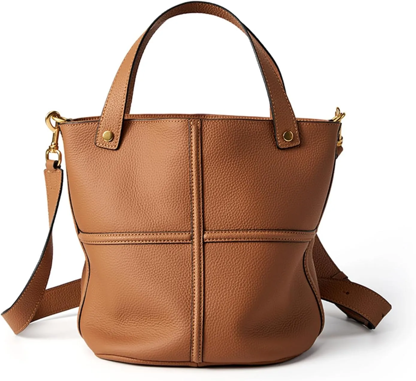 Bucket Bags for Women, Genuine Leather Tote Top Handbags, Crossbody Bags with a Strap