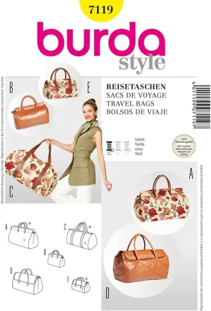 BURDA 7119 Travel Bags 3 Styles in Small & Large ~ Sewing Pattern