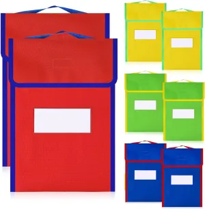Buryeah Large Book Bags for Classroom Book Pouches Bulk for Student Kids School 12 x 15 Inch Nylon Reading Bags with Clear Name Tag and Handle