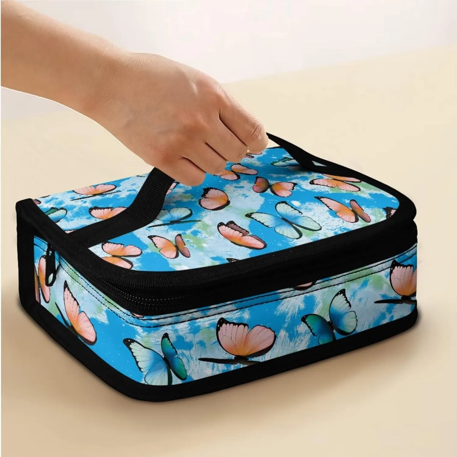 Butterfly Print Backpack and Lunch Box Set Boys 5-12 Years 17 Inch Multi-Pockets Backpack Accessories 3 in 1 Lightweight Kids School Bag for Secondary Schools Picnic