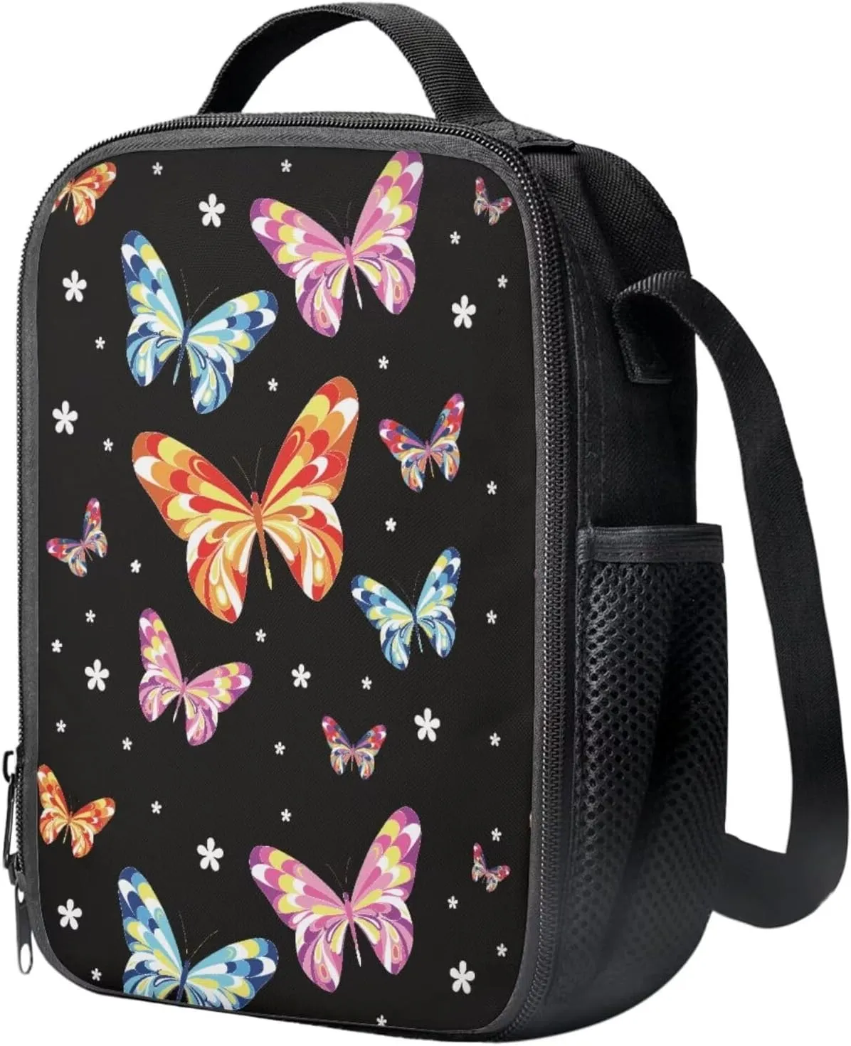 Butterfly Print School Backpack for Girls 8-10 Kids Backpack Set for Boys Lagre Rucksack with Foldable Reusable Lunch Bag Small Pen Case for Secondary Schools