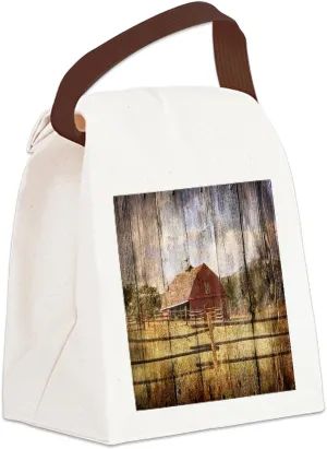 CafePress Farm Red Barn Canvas Lunch Bag with Strap Handle