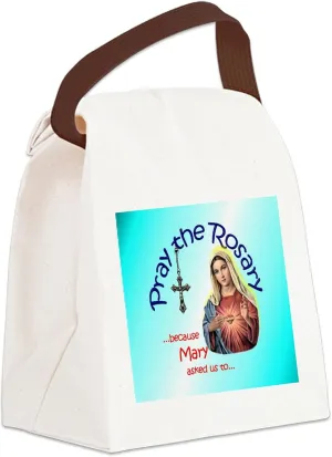 CafePress Pray The Rosary Canvas Lunch Bag. Logo By Council Canvas Lunch Bag with Strap Handle