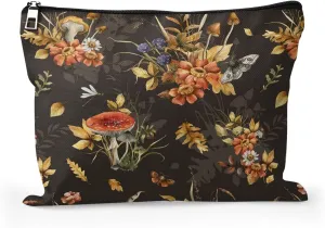 Cafl Autumn Herbs Makeup Bag Mushrooms Cosmetic Bag for Women Large Capacity Make Up Bag Portable Travel Toiletry Pouch Organizer 10 * 8inch