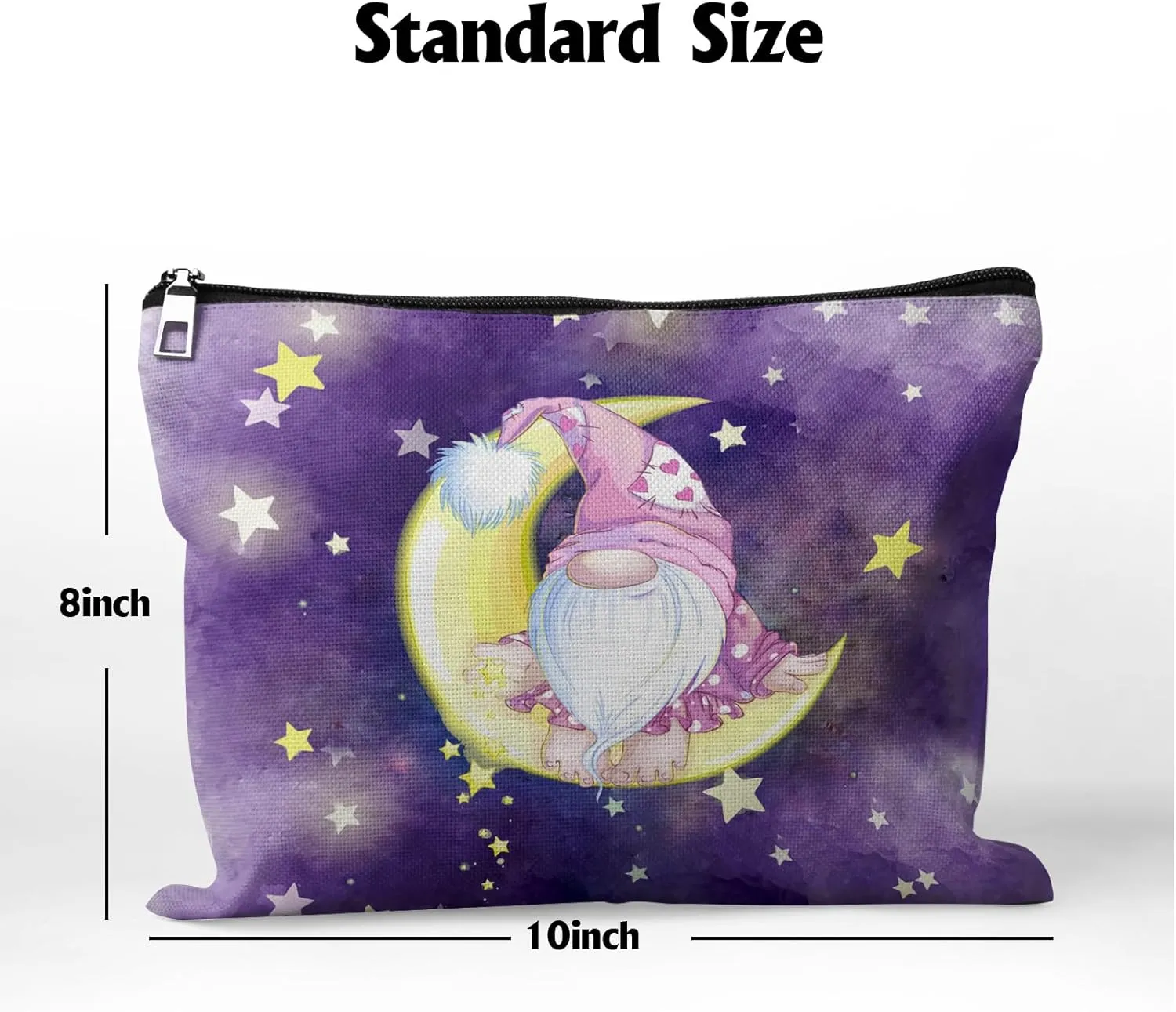 Cafl Cute Gnome Star Makeup Bag Cartoon Pink Dwarf Cosmetic Bag for Women Large Capacity Make Up Bag Portable Travel Toiletry Pouch Organizer 10 * 8inch