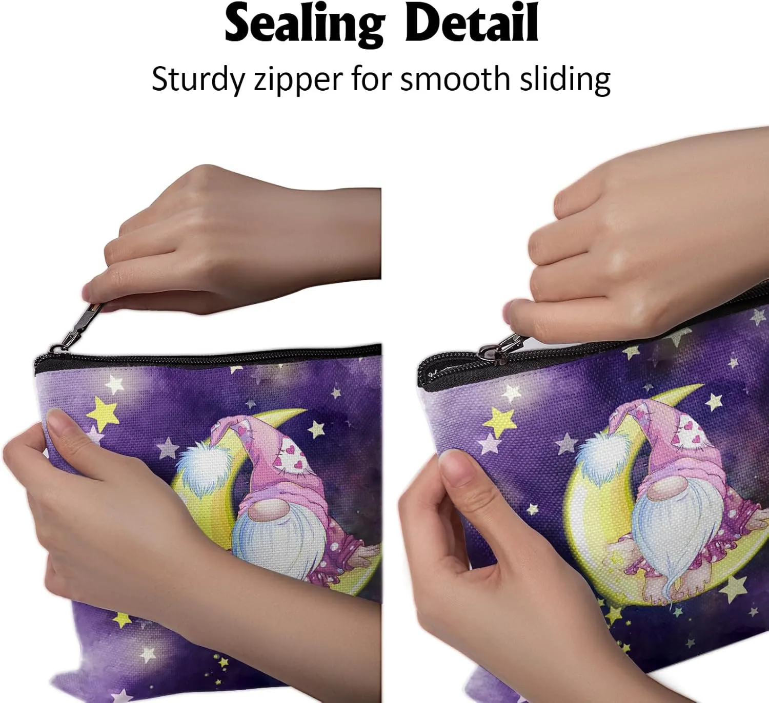 Cafl Cute Gnome Star Makeup Bag Cartoon Pink Dwarf Cosmetic Bag for Women Large Capacity Make Up Bag Portable Travel Toiletry Pouch Organizer 10 * 8inch
