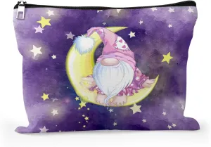 Cafl Cute Gnome Star Makeup Bag Cartoon Pink Dwarf Cosmetic Bag for Women Large Capacity Make Up Bag Portable Travel Toiletry Pouch Organizer 10 * 8inch