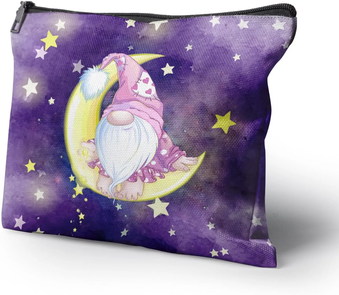 Cafl Cute Gnome Star Makeup Bag Cartoon Pink Dwarf Cosmetic Bag for Women Large Capacity Make Up Bag Portable Travel Toiletry Pouch Organizer 10 * 8inch