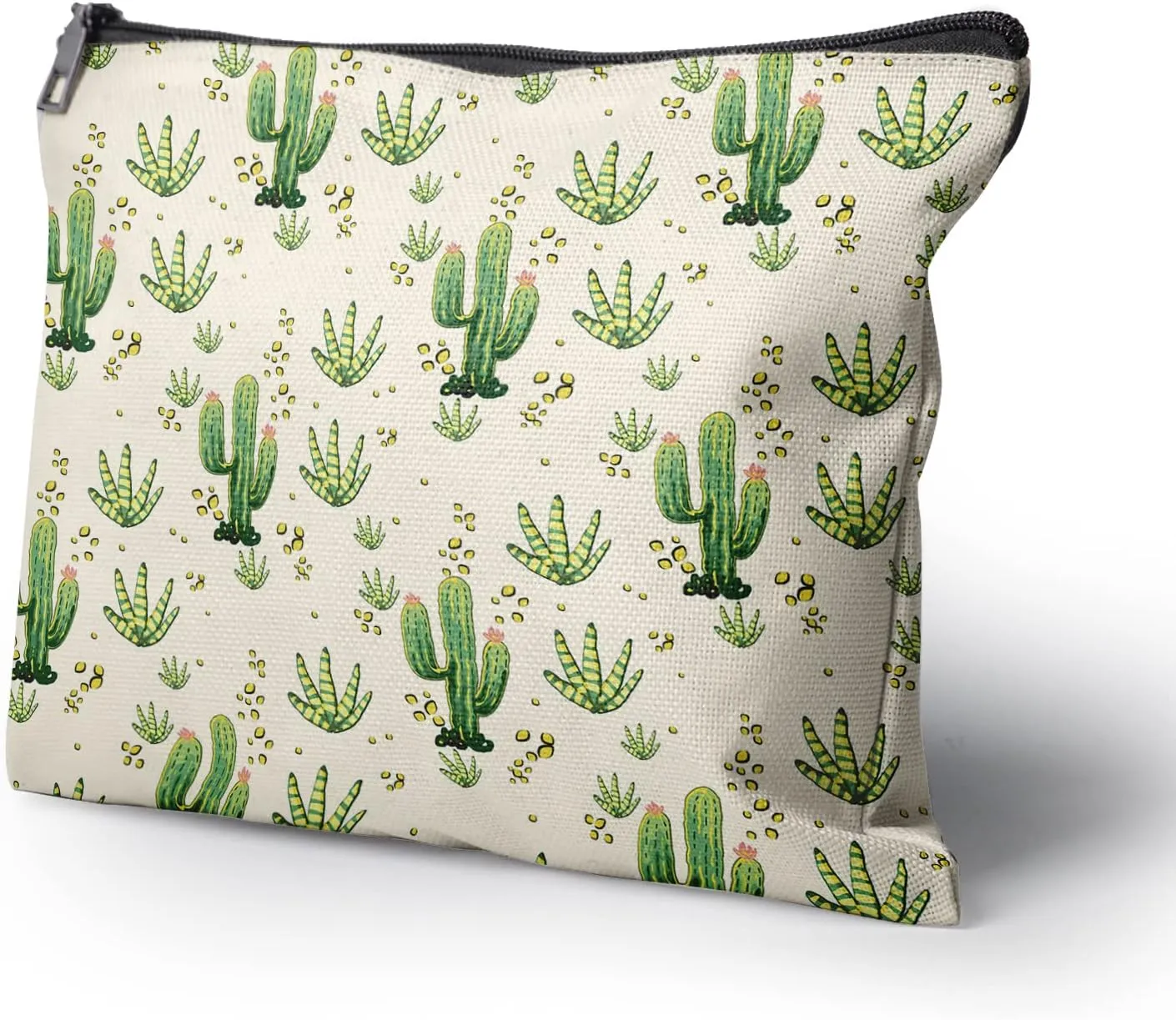 Cafl Desert Cactus Makeup Bag Cactu Cosmetic Bag for Women Large Capacity Make Up Bag Portable Travel Toiletry Pouch Accessories Organizer 10 * 8inch
