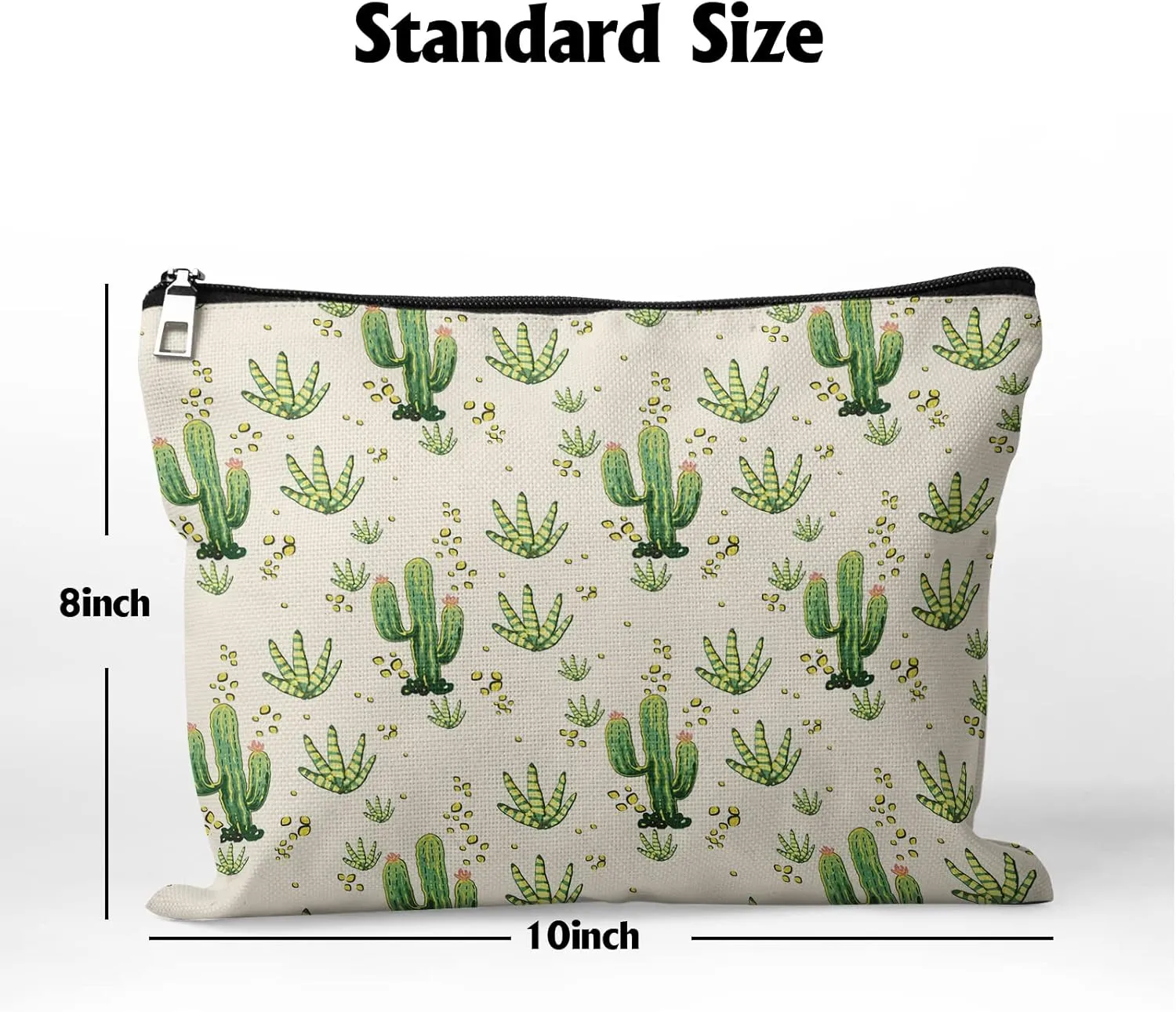 Cafl Desert Cactus Makeup Bag Cactu Cosmetic Bag for Women Large Capacity Make Up Bag Portable Travel Toiletry Pouch Accessories Organizer 10 * 8inch
