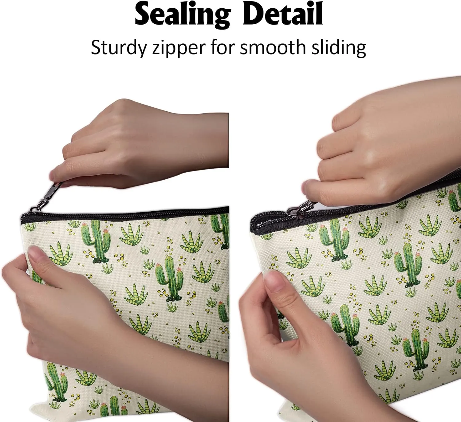 Cafl Desert Cactus Makeup Bag Cactu Cosmetic Bag for Women Large Capacity Make Up Bag Portable Travel Toiletry Pouch Accessories Organizer 10 * 8inch