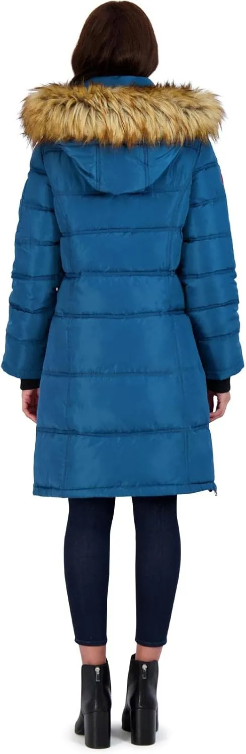 CANADA WEATHER GEAR Puffer Coat for Women- Long Faux Fur Insulated Winter Jacket