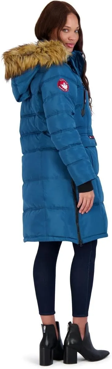 CANADA WEATHER GEAR Puffer Coat for Women- Long Faux Fur Insulated Winter Jacket