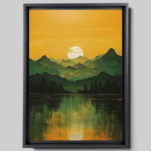 Canvas Beautiful Lake Mountain Range Sunrise Sunset Landscape, Wall Art for Living Room, Autumn Forest National Park Scenery, Nature Scenic Picture Print Artwork Print Decor, Nature, Wall