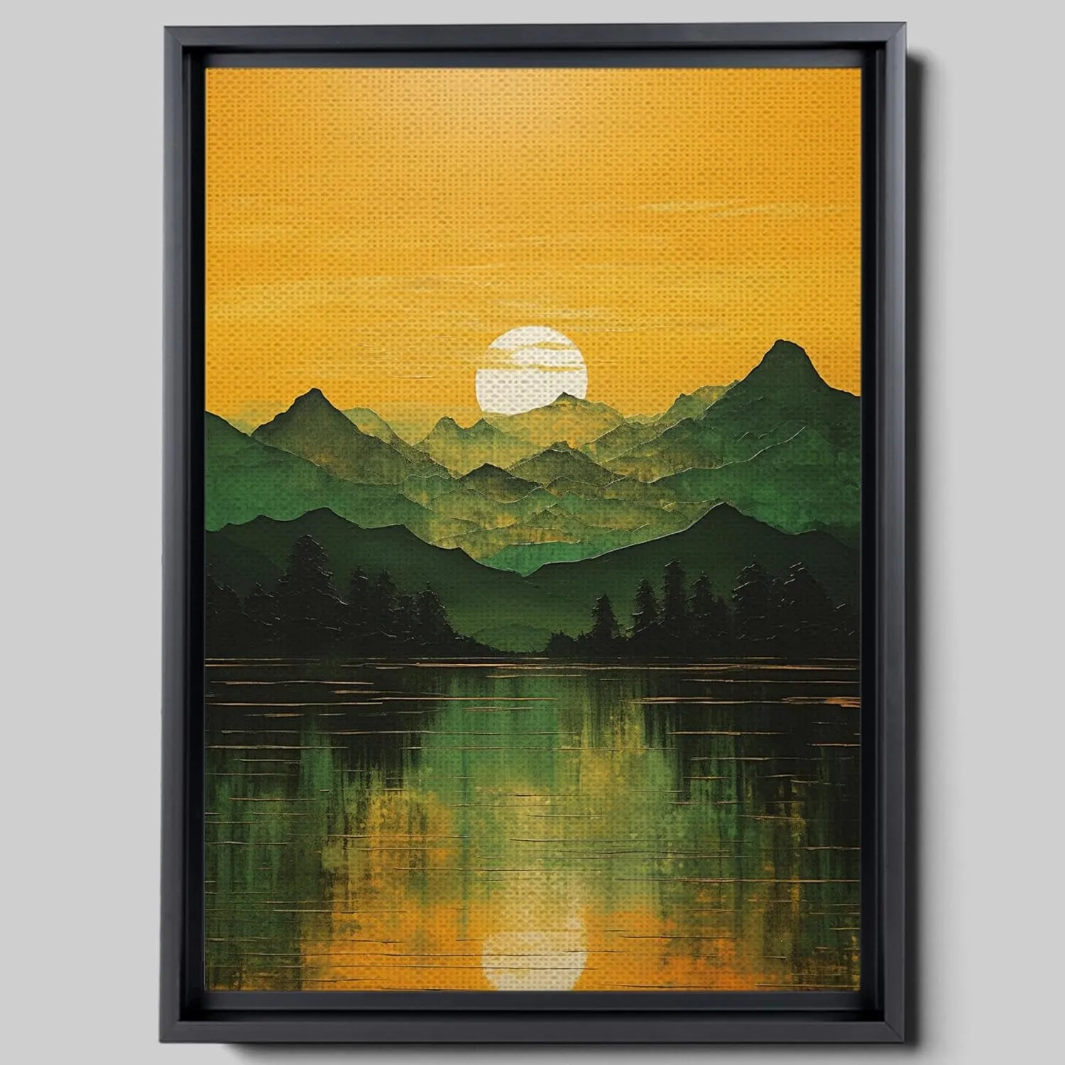Canvas Beautiful Lake Mountain Range Sunrise Sunset Landscape, Wall Art for Living Room, Autumn Forest National Park Scenery, Nature Scenic Picture Print Artwork Print Decor, Nature, Wall