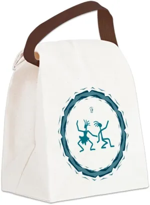 Canvas Lunch Bag Primitive Dancing Duo Teal