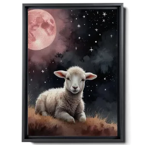 Canvas Print Baby Lamb Sleepy Sheep And Star Moon Gray Decor Decor Lambs Wall Art Sheep Moon And Cloud Wall Art Clouds Art Print Clouds Art Canvas, Wall