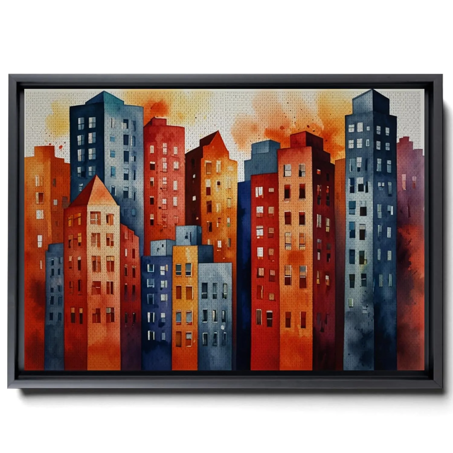 Canvas Print Vibrant Fusion Modern Colorful Abstract Wall Art Prints Canvas Artwork with Red Maya Blue and Orange Palette Texture Canvas, Arts