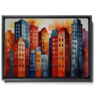 Canvas Print Vibrant Fusion Modern Colorful Abstract Wall Art Prints Canvas Artwork with Red Maya Blue and Orange Palette Texture Canvas, Arts