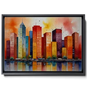 Canvas Print Vibrant Fusion Modern Colorful Abstract Wall Art Prints Canvas Artwork with Red Maya Blue and Orange Palette Texture Canvas, Decor