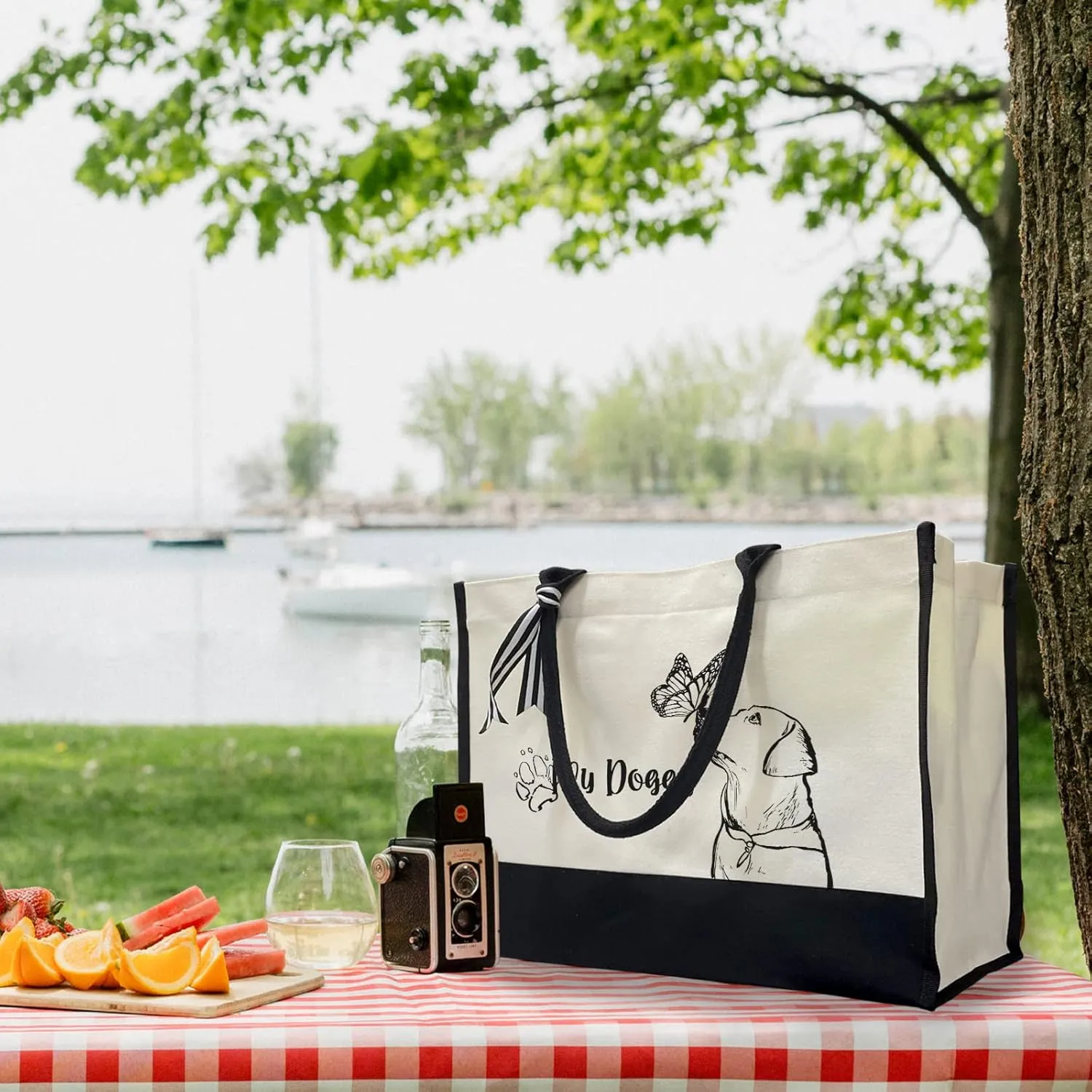 Canvas Tote Bag for Women - Beach Bag, Cat Lovers Tote, Bride & Bridesmaid Gift