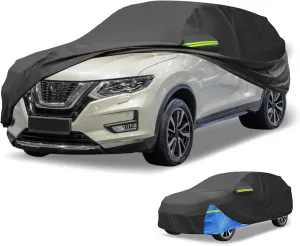 Car Cover Waterproof All Weather 210D, UV Sun Rain Protection, for Nissan X-Trail with Left Side Zipper, Black & Blue