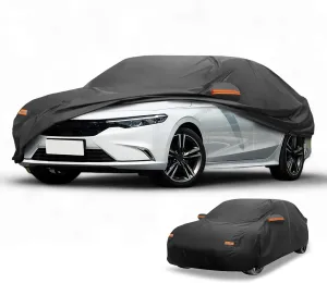 Car Cover Waterproof All Weather Sun Rain Protection Full Exterior Cover for Acura Integra 190T-PU Black with Left Side Zippers