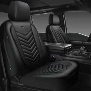 CAR PASS 3D Foam PU Leather Car Seat Covers Front Seats,Waterproof Faux Leather Front Seat Cover for Cars,Luxury Universal Fit Anti-Slip for SUV Truck Sedan Automotive,Armrest Airbag Compatible,Black