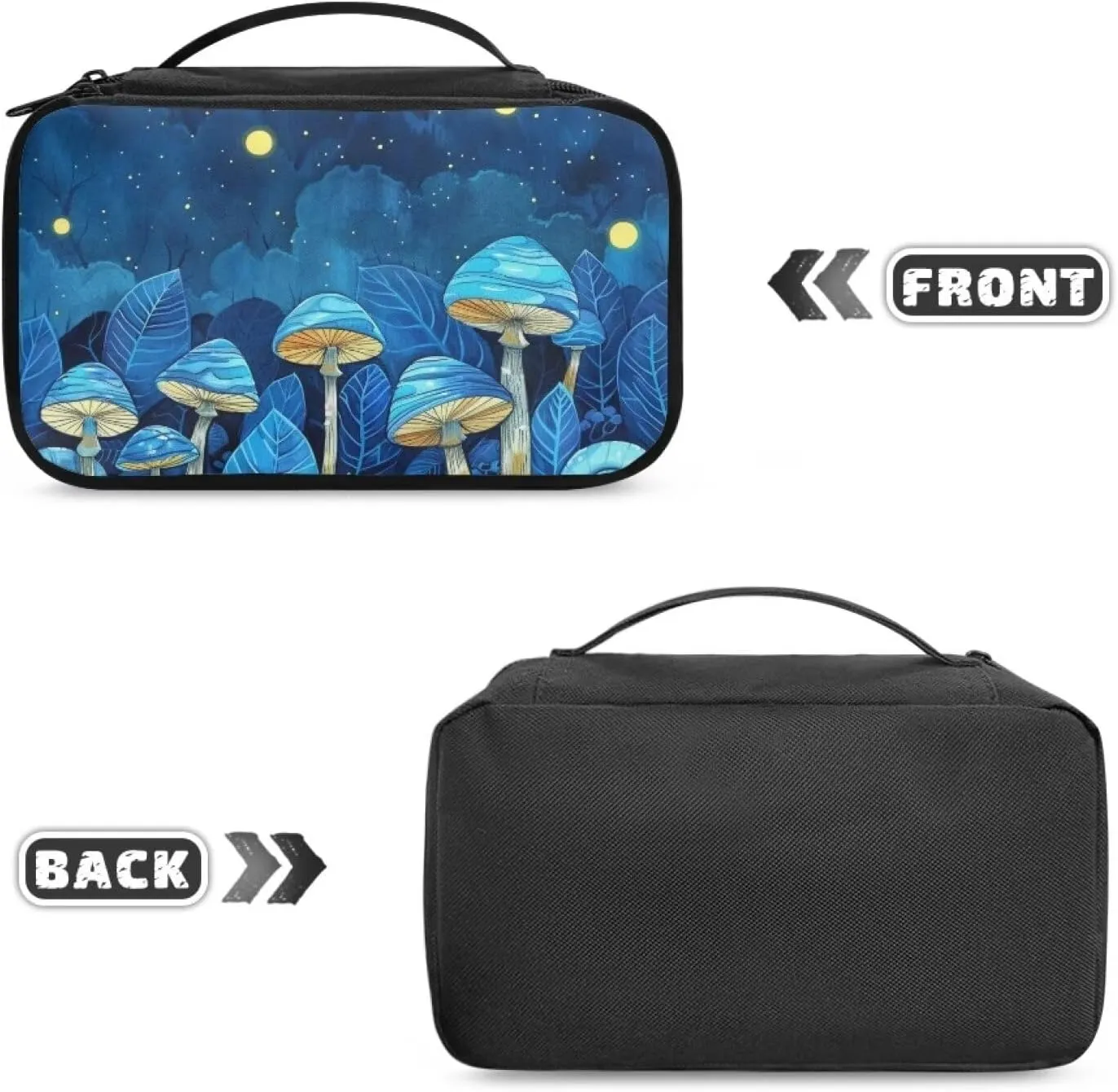 Cartoon Mushroom Makeup Bag for Women Girls Fashion Prints Travel Cosmetic Tote Large Make Up Organizer Compact Toiletry Bags Zipper Pouch Purse Make-up Accessories