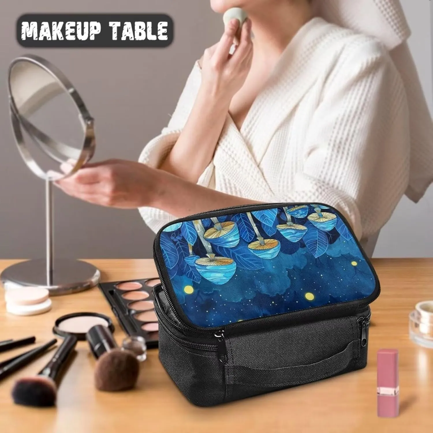Cartoon Mushroom Makeup Bag for Women Girls Fashion Prints Travel Cosmetic Tote Large Make Up Organizer Compact Toiletry Bags Zipper Pouch Purse Make-up Accessories