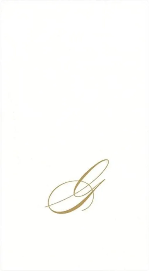 Caspari White Pearl Paper Linen Guest Towels, Monogram Initial G, Pack of 24