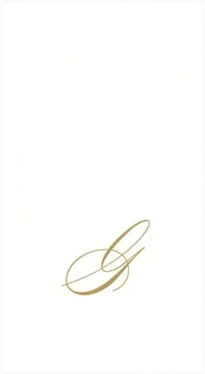 Caspari White Pearl Paper Linen Guest Towels, Monogram Initial G, Pack of 24