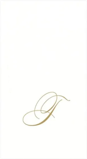 Caspari White Pearl Paper Linen Guest Towels, Monogram Initial T, Pack of 24