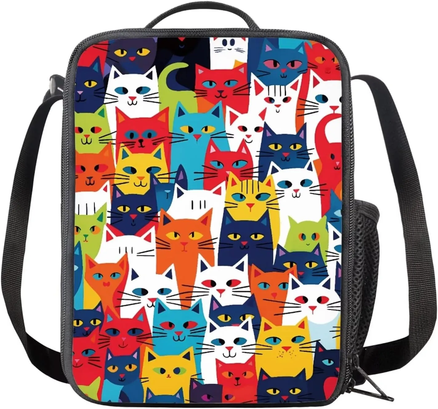 Cat Print Backpack for Teens Girls Grades 4 to 8 Large Capacity Bookbag for Girl Waterproof and Oil Proof Lunch Bag for Teen for Middle School High School