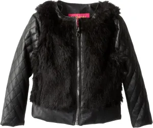 Catherine Malandrino Girls Moto Jacket With Faux Fur