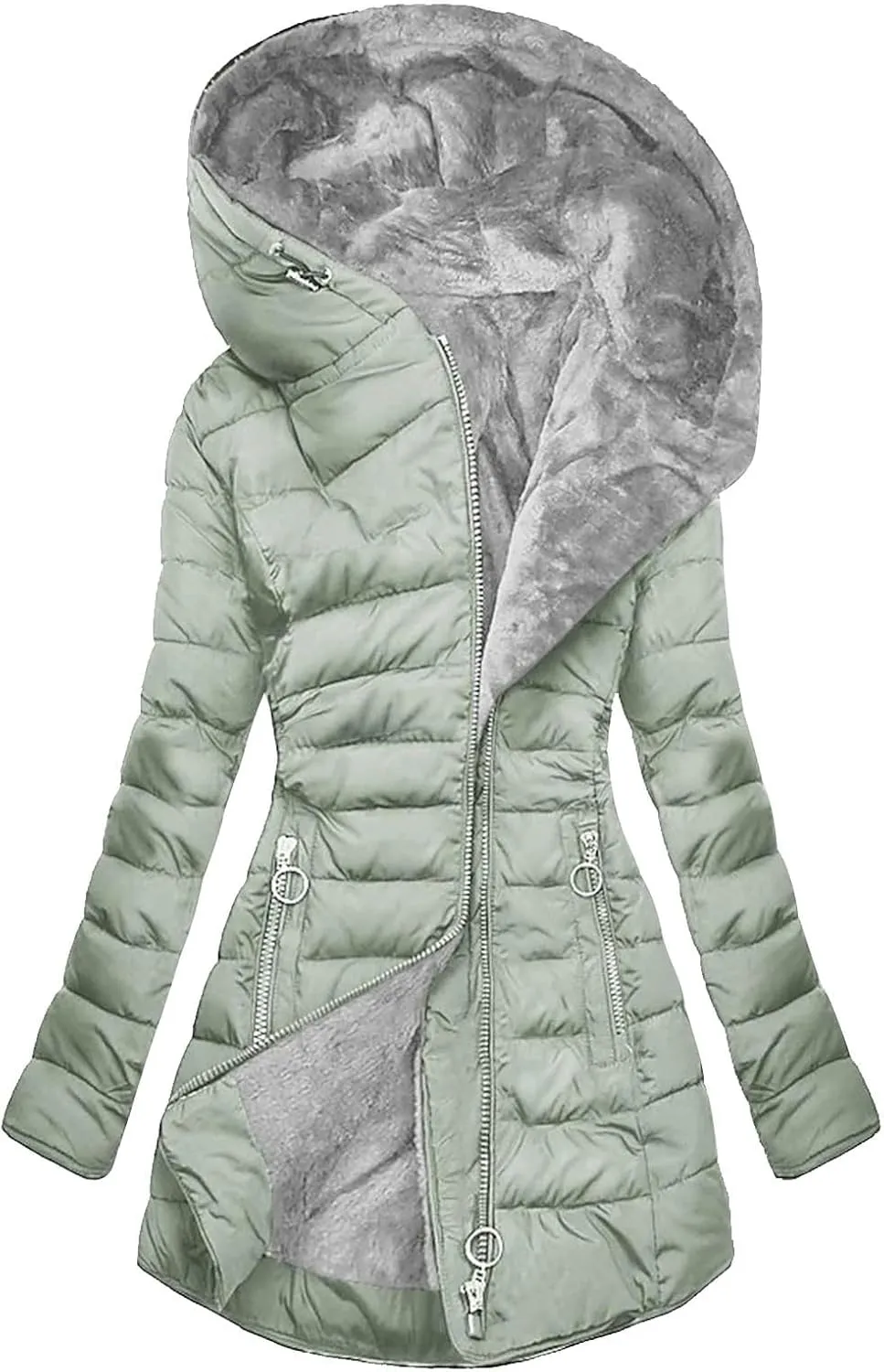Ceboyel Womens Puffer Down Jacket 2024 Warm Winter Coats Jackets Hooded Thicken Parkas Plus Size Trendy Clothing With Hood