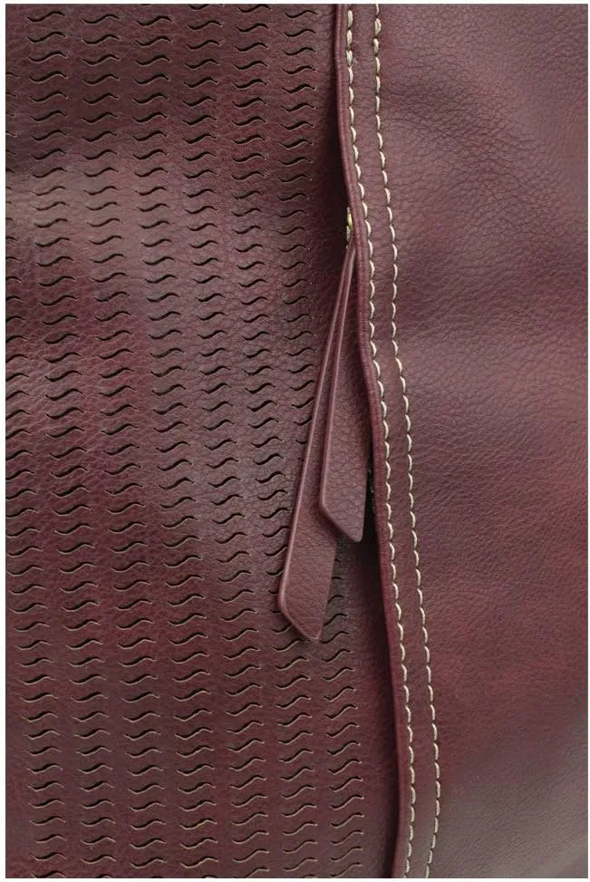 CHALA Laser Cut Crossbody Faux Leather Plum