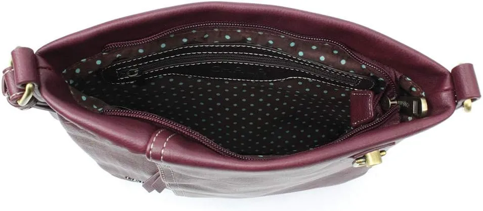 CHALA Laser Cut Crossbody Faux Leather Plum