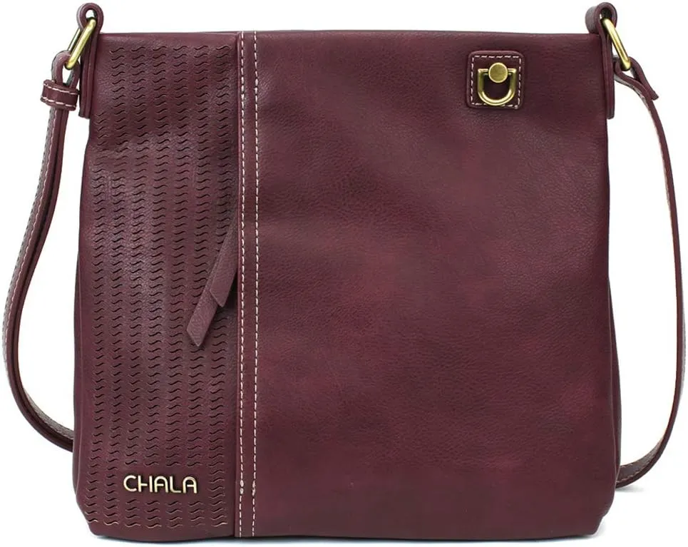 CHALA Laser Cut Crossbody Faux Leather Plum