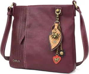 CHALA Laser Cut Crossbody Faux Leather Plum