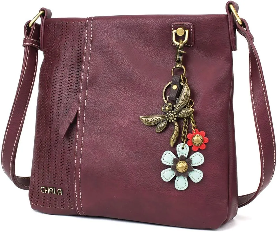CHALA Laser Cut Crossbody Faux Leather Plum