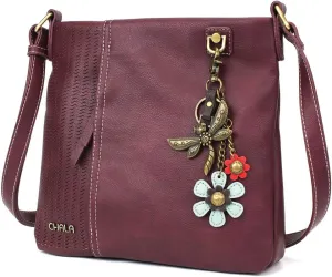 CHALA Laser Cut Crossbody Faux Leather Plum