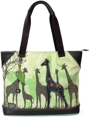 Chala Safari Forest Canvas Handbags Collection (Large Tote Giraffe- 912) (Giraffe)