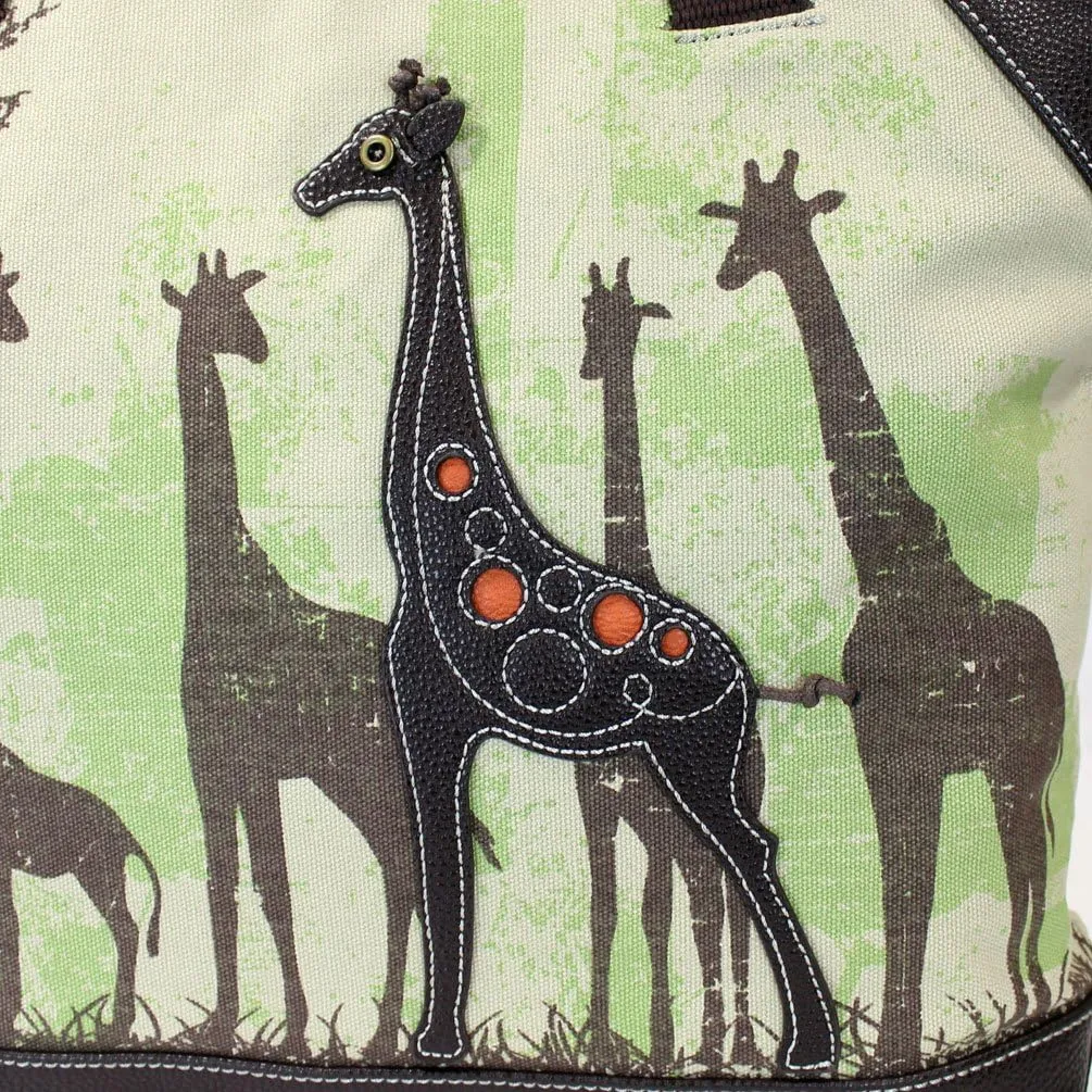 Chala Safari Forest Canvas Handbags Collection (Large Tote Giraffe- 912) (Giraffe)