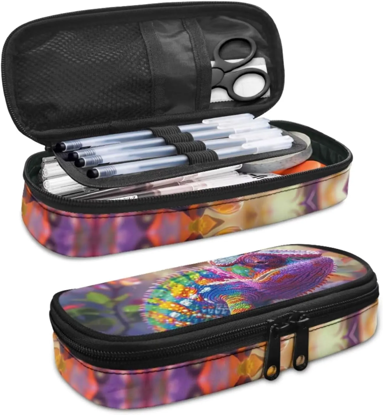 Chameleon Bookbag with Lunch Box Lightweight Dirt-resistant Girl School Bag Keep Warm Portable Foldable Lunch Containers for Girls Pencil Holder Pouch for School
