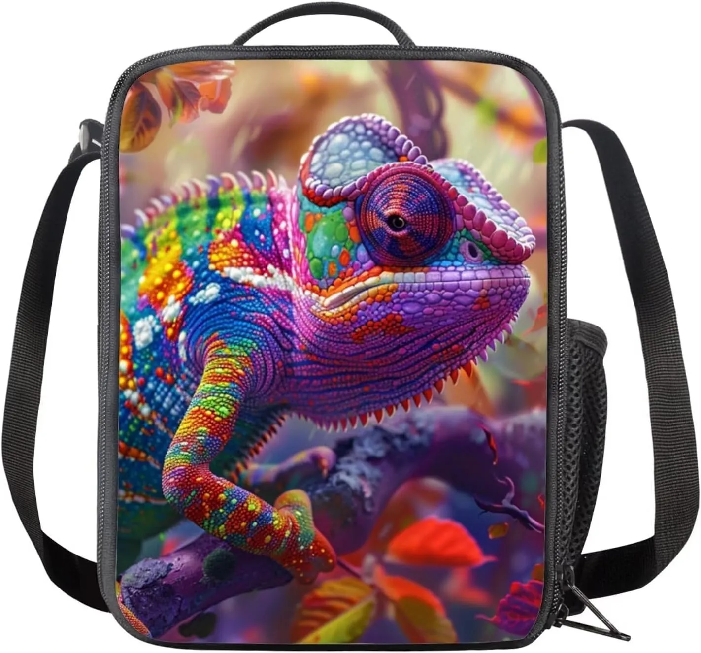 Chameleon Bookbag with Lunch Box Lightweight Dirt-resistant Girl School Bag Keep Warm Portable Foldable Lunch Containers for Girls Pencil Holder Pouch for School
