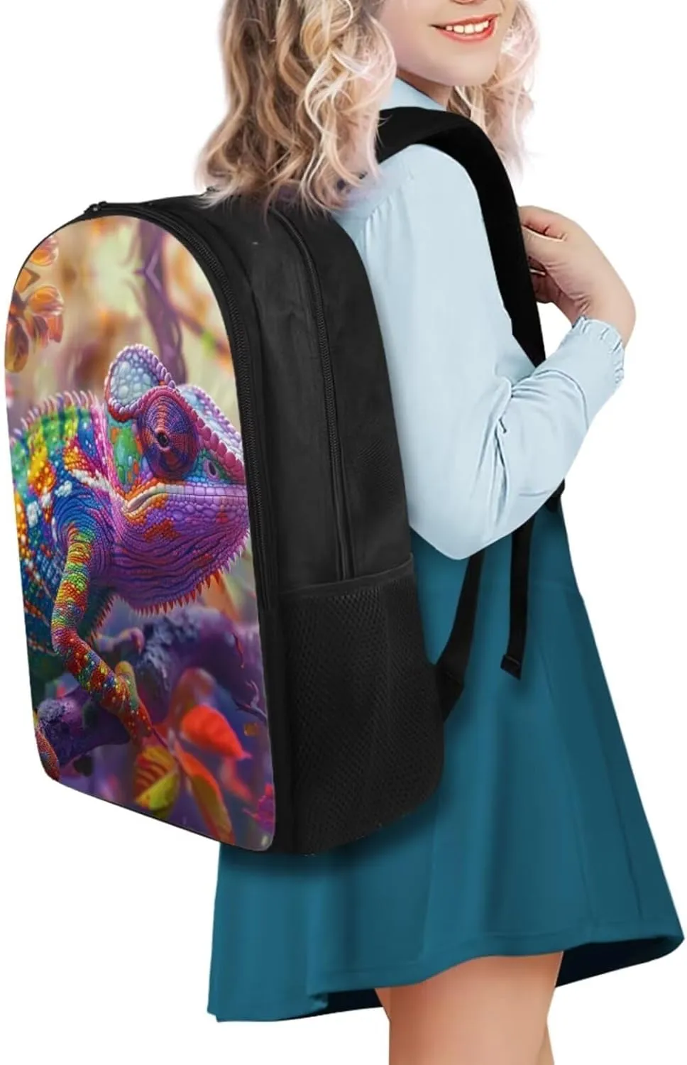Chameleon Bookbag with Lunch Box Lightweight Dirt-resistant Girl School Bag Keep Warm Portable Foldable Lunch Containers for Girls Pencil Holder Pouch for School