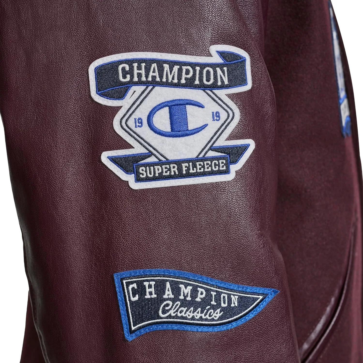 Champion Men's Letterman Varsity Bomber Jacket with Patches