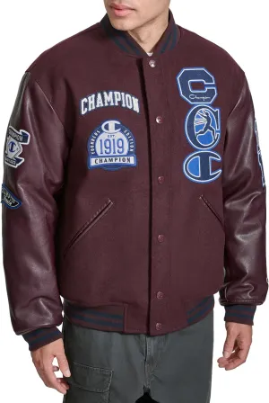 Champion Men's Letterman Varsity Bomber Jacket with Patches
