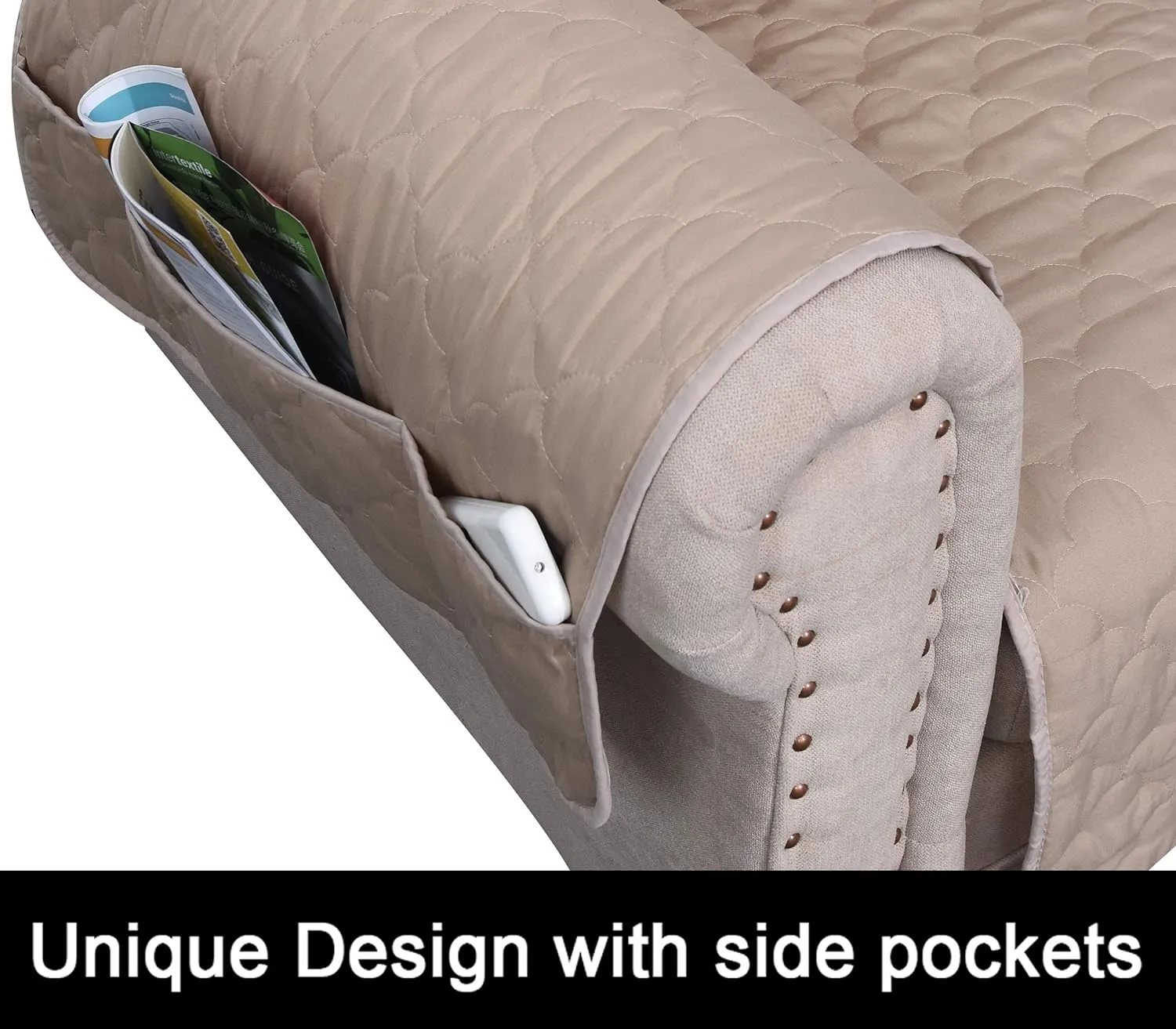 CHHKON Waterproof Nonslip Recliner Cover Stay in Place Dog Couch Chair Cover Furniture Protector Ideal Sofa Slipcovers for Pets and Kids (Beige, 23'')